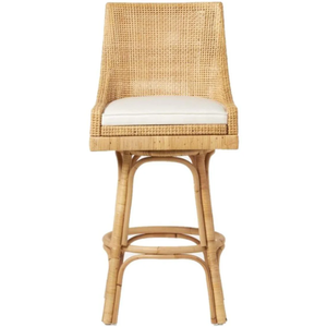 Tabouret de bar pivotant Isla en rotin tressé / structure élégante à dossier haut, tabouret de bar haut résistant et rembourré pour bar à domicile et salle à manger - Product Image 3