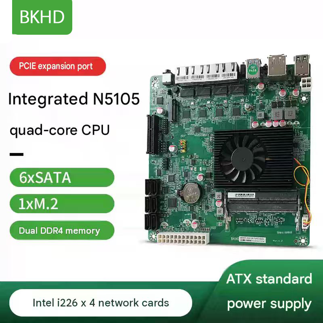 Intel N5105 NAS Motherboard Mini ITX 6 SATA 4 LAN 2.5G Network Storage Board