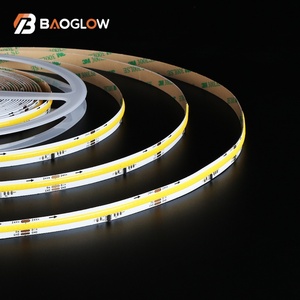 2025 Hot Sale DC 24v 11W Ra 90 10mm High Density Adhesive Back 360 Cuttable White <b>RGB</b> Cob LED Strip Lighting Set - Product Image 4