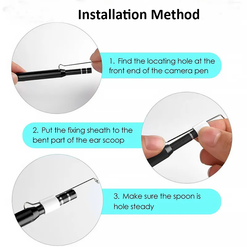 5.5Mm Diameter Camera 1.3-Megapixel Cmos Sensor Elektrische Oor Schoner 1.4-2Cm Brandpuntsafstand Visuele oorsmeer Verwijderen Tool