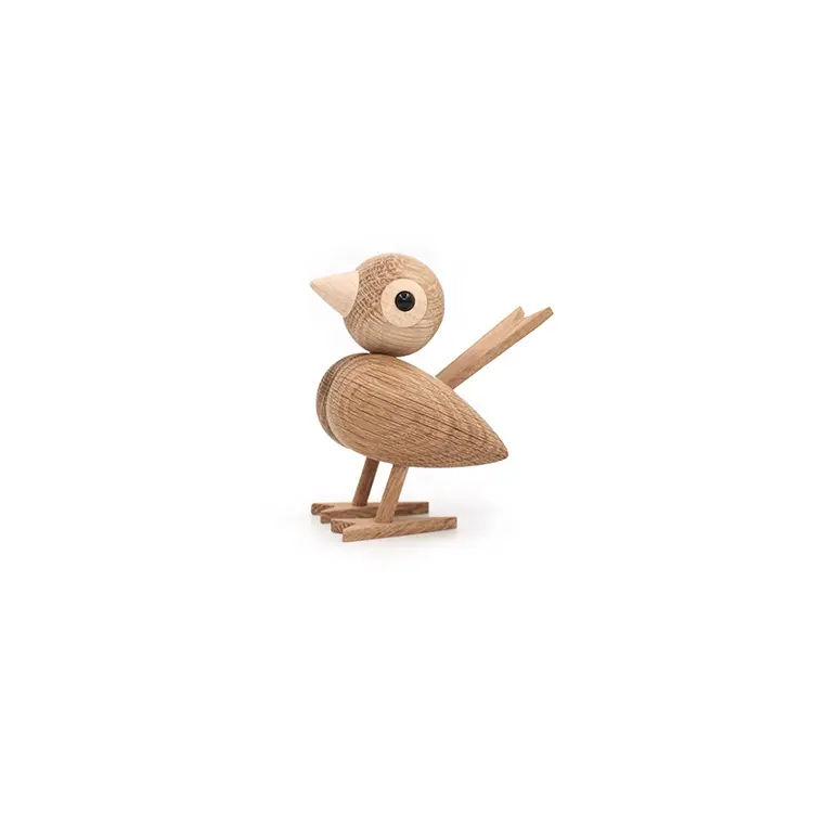 북유럽 크리 에이 티브 스타일 손 조각 나무 동물 나무 조각 단단한 티크 나무 참새 피규어 어린이 장난감