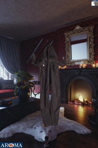 AROMA Scheletro Animato Sospeso da 63 Pollici con Risata e Braccia Mobili per Creare un'Atmosfera Spettrale di Halloween - Product Image 3