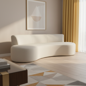 Modern Chesterfield Üç Kişilik Yatak Odası Otel Villa Ev Mobilyası Kavisli Kanepe Bulut Beyazı Bej Koyun Derisi Kanepe - Product Image 4