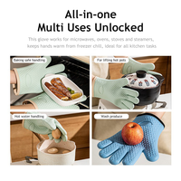 Gants de cuisine isolants thermiques antidérapants et imperméables en silicone pour four à micro-ondes