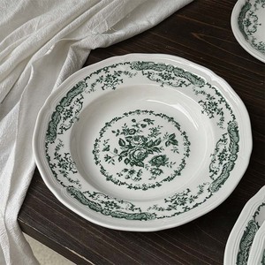 <b>Green</b> Rose Pattern 12-Inch Eco-Friendly Porcelain Dinnerware Plate Set Home Catering & Wedding Ceramic Plate Sets with Stand - Product Image 5