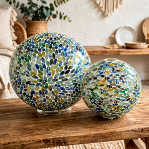 Miroir rond en verre soufflé à la main pour lanterne décorative en mosaïque de globe, résistant à la chaleur, pour mariage, Noël, décoration intérieure - Product Image 1