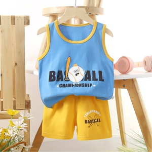 Ensemble Gilet en Coton pour Enfants Filles et Garçons, <span class=keywords><strong>Tenue</strong></span> d'Été Style Coréen 2025, Ensemble Deux Pièces à Motif Lettres Dessin Animé, Tissu Doux - Product Image 4