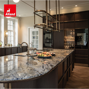 Gabinetes <span class=keywords><strong>de</strong></span> Cocina Allandcabinet Estilo Español Wabi Sabi con Puerta <span class=keywords><strong>de</strong></span> Diseño Esqueletizado, Chapa <span class=keywords><strong>de</strong></span> Roble Teñido, con Fregadero, Estufa y Refrigerador - Product Image 4