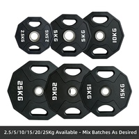 Plaques de poids en PVC caoutchouté à 10 coins avec un diamètre de trou de 5 cm, conçues pour les haltères et l'entraînement de force en salle