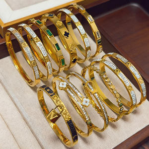 Wholesale 2025 Handmade DIY 18K Gold Plated Waterproof Stainless Steel Bracelet Sets Trendy <b>Bangles</b> for <b>Men</b> Women for Gifts - Product Image 5