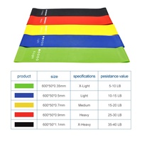 Bandes de Résistance en Latex Élastique en Boucle, Lot de 5, pour Yoga, Gym, Étirements, Entraînement des Hanches, Fitness, Exercice et Thérapie Physique
