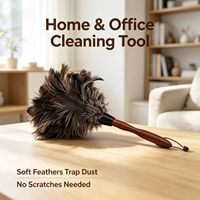 ELECDON Feather Duster dengan Gagang Kayu Alat Penyapu Debu Lembut dan Halus untuk Membersihkan Rumah dan Mobil Ramah Lingkungan Dapat Digunakan Kembali Mudah Dibersihkan (2 Buah)