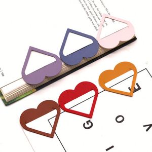 Stock Ready Eco-Friendly Modern Cute Student Corner Page Clip PU Leather Heart <b>Bookmarks</b> Mixed Colors Promotional <b>Gift</b> - Product Image 1