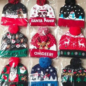 Knitted Pompom Beanie Hat Sweater LED <b>Light</b>-Up Christmas Caps for Kids Adults for Winter Festivals <b>Outdoor</b>/Casual for Babies - Product Image 2