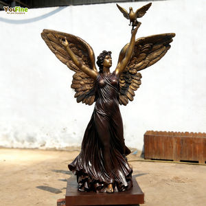 Statue d'ange en bronze métallique grandeur nature YOUFINE avec des ailes pour la décoration de jardin extérieur Place de la ville - Product Image 1