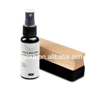Kit de nettoyage de vente chaude brosse de nettoyage de disque vinyle en velours en bois avec fluide de 50ml pour disque vinyle - Product Image 3