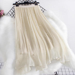 Vente flash <span class=keywords><strong>Jupe</strong></span> longue en <span class=keywords><strong>tulle</strong></span> décontractée pour femmes <span class=keywords><strong>Jupe</strong></span> trapèze taille haute d'été <span class=keywords><strong>Jupe</strong></span> en maille pour <span class=keywords><strong>femme</strong></span> - Product Image 2