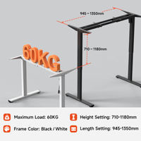 Bureau debout moderne convertible et extensible à double moteur, réglable en hauteur, en acier inoxydable, à fixation murale