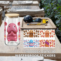 Plus de 400 000 designs, enveloppes de tasses en PET UV DTF originales de 16 oz, autocollants 3D mignons de personnages de dessins animés, autocollants de transfert imperméables