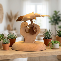 Sculpture de dauphin cinétique en bois sculpté à la main, décoration de bureau pour la maison, vente en gros, cadeaux souvenirs pour la Saint-Valentin, Noël et les entreprises