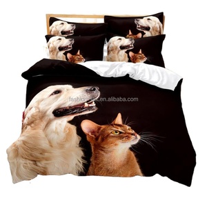 Bán buôn 3D in giáng sinh hat dễ thương động vật Dog Cat bedding Set Duvet cover và tấm ga trải giường cho nhà - Product Image 1