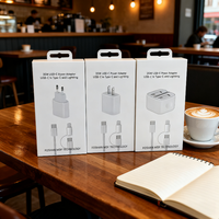 Chargeur rapide USB-C 35W entièrement compatible avec câble TYPE C vers C et Light 2-en-1, adaptateur de charge rapide PD pour iOS et Samsung