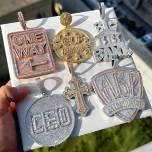 Collares con Colgante de Letra Inicial Personalizada, Estilo Hip Hop, con Nombre Personalizado, con Circonitas, para Hombre - Product Image 1