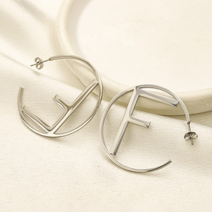 Fashion Designer Hoop Earrings Luxury 18K Gold Plated <strong>Stainless</strong> <strong>Steel</strong> Popular Brand Letter Earrings <strong>Jewelry</strong> Women Wholesale - Product Image 3