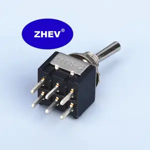 Black 6MM MTS-202-A2 M6 Toggle Switches With 6 Pin ON-ON DPDT 3WAYS ON-OFF-ON