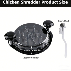 Desmenuzador de Pollo Profesional de 10 Pulgadas, Herramienta <span class=keywords><strong>Manual</strong></span> Grande con Base Antideslizante Visible y Cepillo para Cocina, Barbacoa y Tacos - Product Image 2