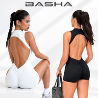 Combinaison de sport pour femme en Spandex/Nylon, respirante, à séchage rapide, douce, compressive, sans manches, couleur unie, pour le yoga