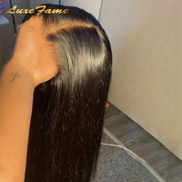 Peluca Frontal HD de Encaje Liso con Cierre, Cabello Humano Indio 100% Sin Procesar, Base de Seda, Densidad 150%, con Baby Hair, para Mujer, Color Negro