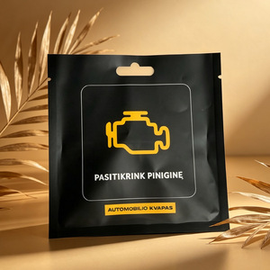 Custom Printed <b>Black</b> Three Side Seal <b>Bags</b> <b>Mini</b> Heat Seal Sachet With Hang Hole For Car Air Freshener Packaging - Product Image 2