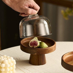 Set Alas Kue Bundar Kayu Akasia 2 Buah dengan Tepi Pelindung, Alas Tinggi, Aman untuk Mesin Cuci Piring, Dapat Digunakan Kembali, Nampan Sajian Dessert, Untuk Penggunaan di Rumah - Product Image 6