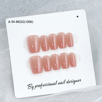 Uñas postizas de ABS hechas a mano, diseño cuadrado y almendrado, forma larga y puntiaguda, pre-diseñadas, con pegamento, alta calidad, venta al por mayor de fábrica