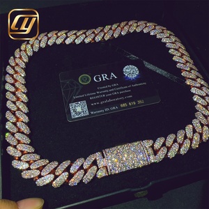 Collar de Joyería Hip Hop Iced Out Miami Cuban Link con Diamantes Moissanita VVS Certificados GRA de 18MM en Plata de Ley 925 - Product Image 1