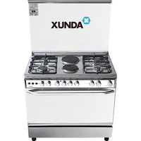 Cuisinière Combinée Gaz et Électrique Xunda, 4 Feux Gaz et 1 Plaque Électrique avec Four