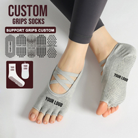 Chaussettes de yoga à cinq doigts OEM, antidérapantes, fines, en coton, pour l'été, pour le sport et le fitness en intérieur, chaussettes de Pilates pour femmes