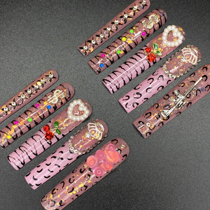 Lot de 10 <span class=keywords><strong>faux</strong></span>-<span class=keywords><strong>ongles</strong></span> artificiels Y2K bling-bling, peinture à la main, <span class=keywords><strong>acrylique</strong></span> épais et durable, au design unique, vente en gros - Product Image 4