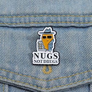 NÜSSE NICHT DROGEN Cartoon Text Inspector Emaille Brosche Mode Kleidung Accessoires Geschenk Schmuck - Product Image 1