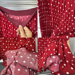 Jupe plissée mi-longue classique à pois, style français, polyvalente, taille haute, coupe trapèze, pour la vente en gros en boutique - Product Image 6