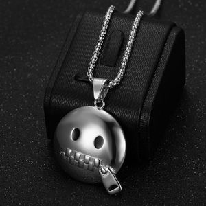 Collar con Colgante de Emoji 'Shut Up' en Acero Inoxidable Chapado en Oro, Joyería de Moda Unisex, Diseño Geométrico, Patrón Asimétrico DZ081 - Product Image 3