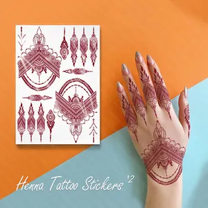 Stiker tato Henna palsu sementara, stiker tato Henna palsu, Transfer air dan lengan tubuh, stiker tato untuk anak perempuan