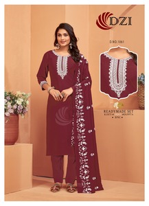 Costume Salwar 3 pièces en coton viscose d'approvisionnement direct d'usine pour mariage et festival d'Inde - Product Image 3