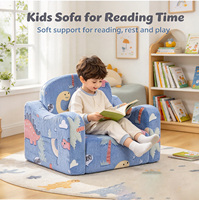 Canapé-lit pour enfant en flanelle bleue à motif de dinosaure, confortable et épais, 2 en 1, en peluche douce, pliable, convertible