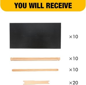 Kit de 10 marcos de colmena de madera de pino profundo sin ensamblar con ceras de abejas recubiertas de cera, color negro, equipo nuevo para apicultura - Product Image 4