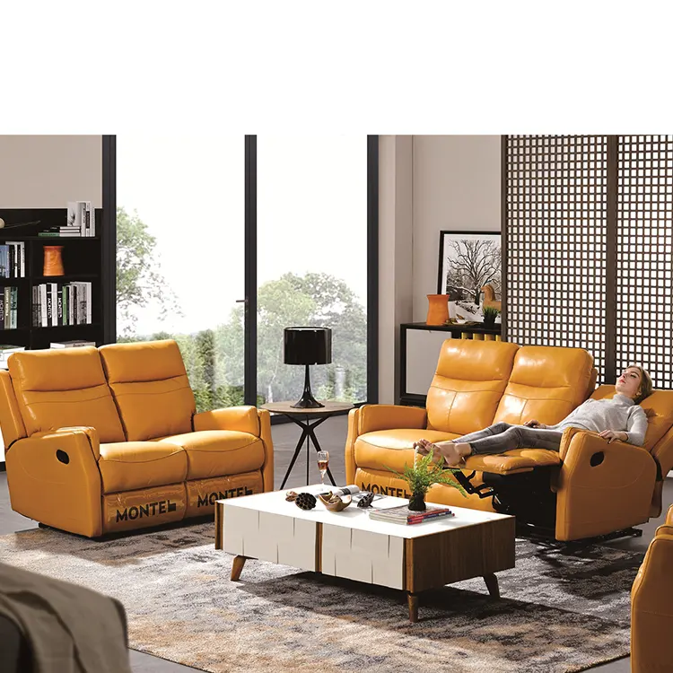 Shaped Red Reclining Orange Home Sets Recliner Sectional Luxury Sofas For Modern Sofa Leather Living Room Bedroom Furniture Set