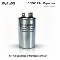 Condensateur de démarrage de moteur AC Liyang CBB65 450V AC 15uF 50/60Hz Haute Performance Auto-réparant Faible ESR Longue Durée de Vie pour Climatiseur