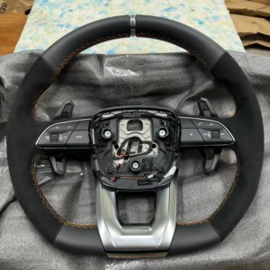 โมเดลพื้นฐานคาร์บอนไฟเบอร์สีดำสำหรับรถ <span class=keywords><strong>Audi</strong></span> <span class=keywords><strong>Q</strong></span> C8 A1 A3 A4 A5 R8 A6 A7 A8 B6 B7 B8 B9 TT พวงมาลัยรถยนต์ - Product Image 3
