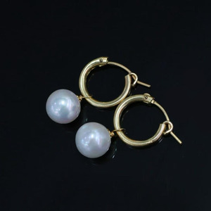 14K Gold Filled Huggie Hoop Drop <b>Earrings</b>, 10‑11mm Iridescent High Luster Natural Edison Freshwater Pearl <b>Dangle</b> Hoop <b>Earrings</b> - Product Image 2